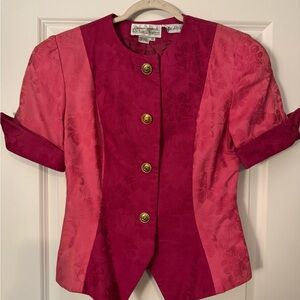 Vintage Pink and Red Saks Fifth Avenue Floral Blazer